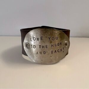 Brown Leather Bracelet with Silver Plate